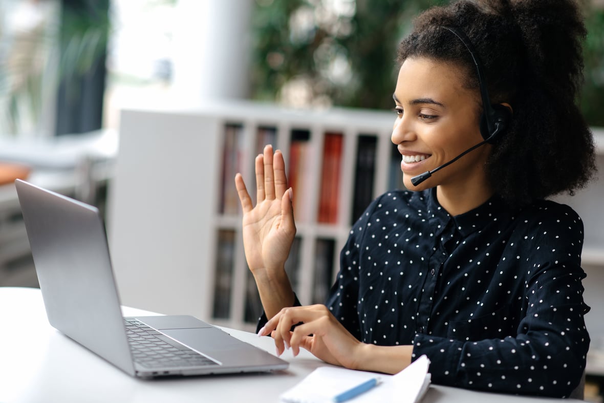 Recruiter talking to applicant via video call